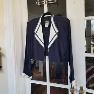 Vintage Cropped Blazer - Navy Blue